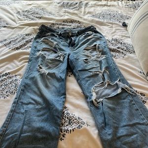 American Eagle light wash dad jeans